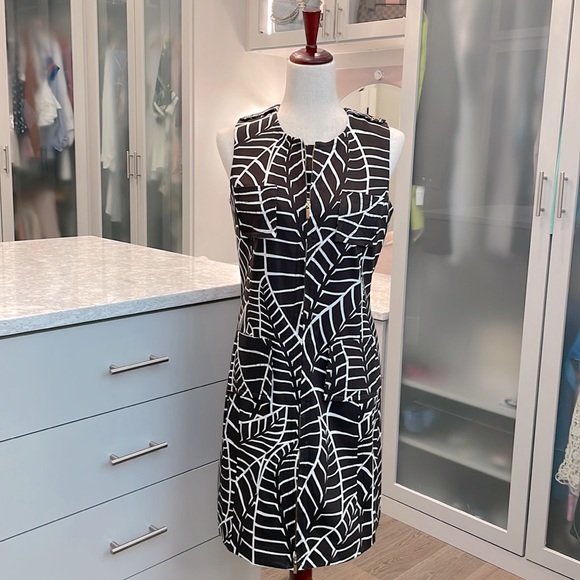 Tory Burch Palm Leaf Sleeveless Zipper Dress - Picture 1 of 14